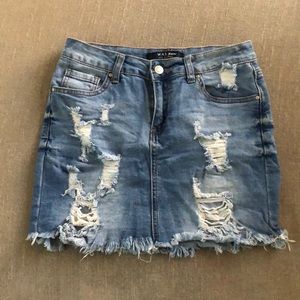 Distressed Denim Skirt. US Size S